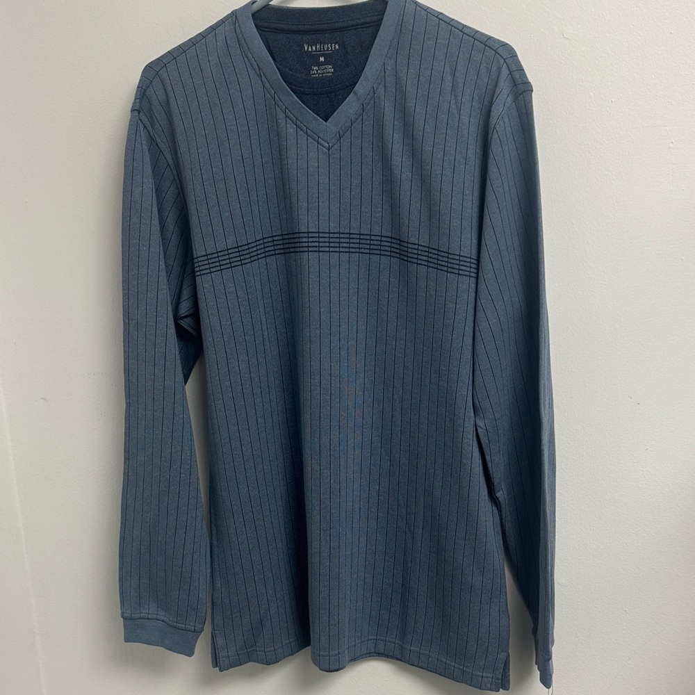Van Heusen Navy Pinstripe V-Neck Shirt